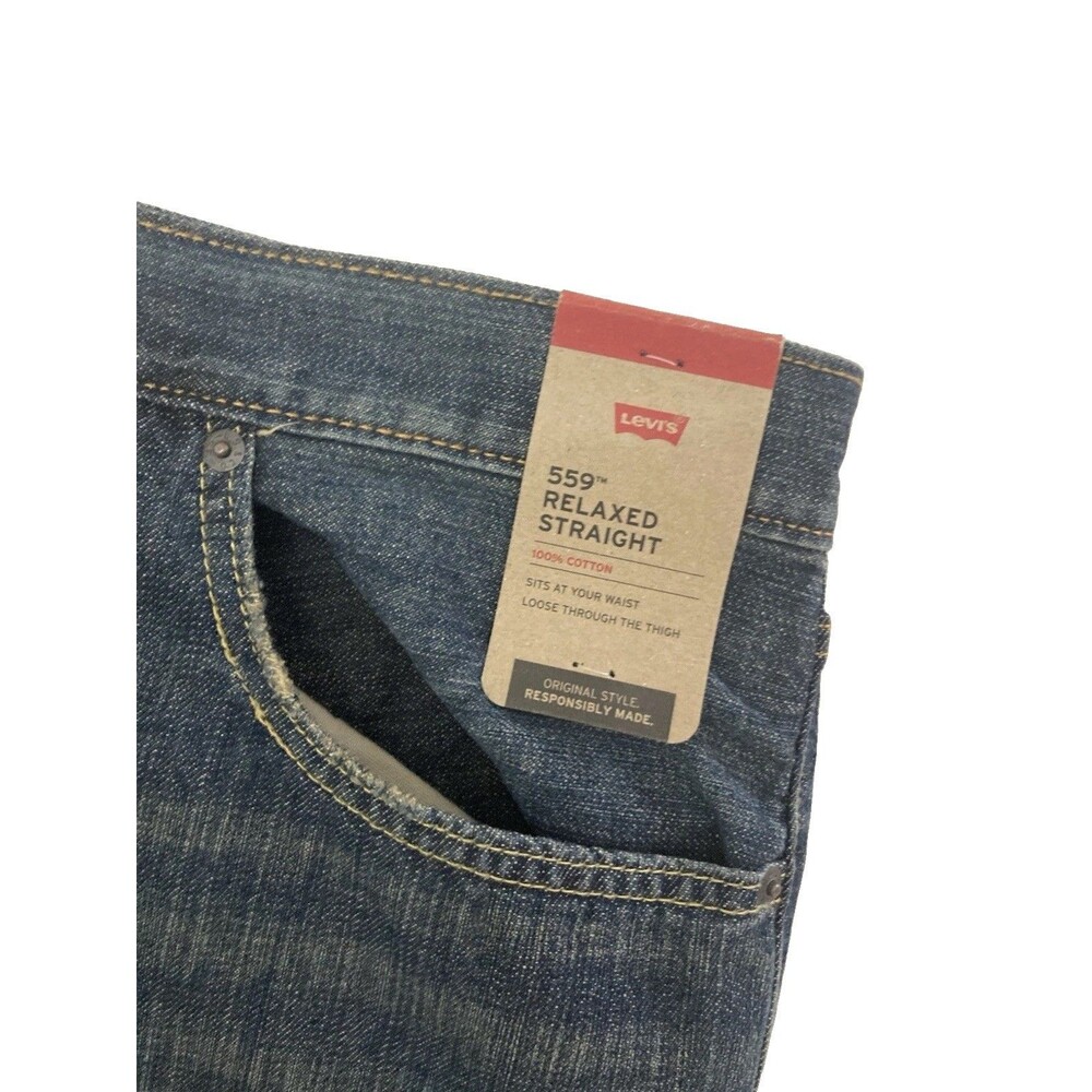 Men's Levi's 559 Relaxed Straight Jeans Sandy Wash Blue Size 60x30 - Picture 2 of 8